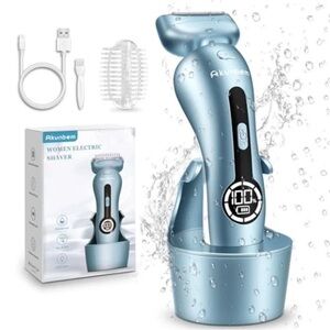 Women’s New Akunbem Electric Razor Legs  Bikini Trimmer Shaver Blue Wet And Dry
